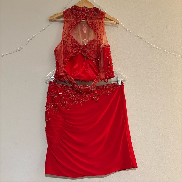 Mori Lee Vibrant Red Satin Dress - Picture 4 of 16